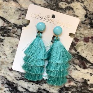 Teal bauble earrings
